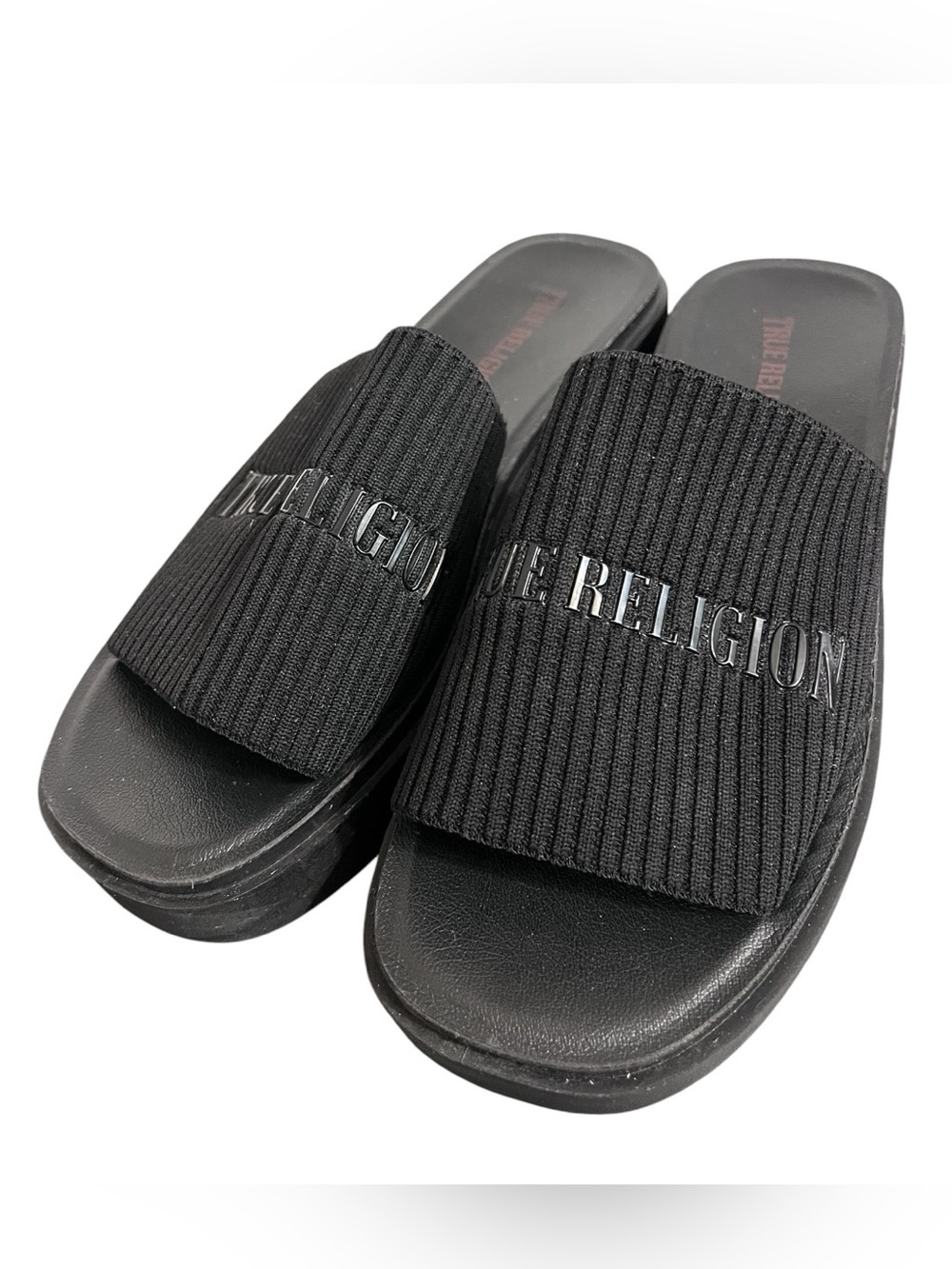 True Religion JANN Platform Sandals | Women’s Size 7.5 | Black | BNWOT